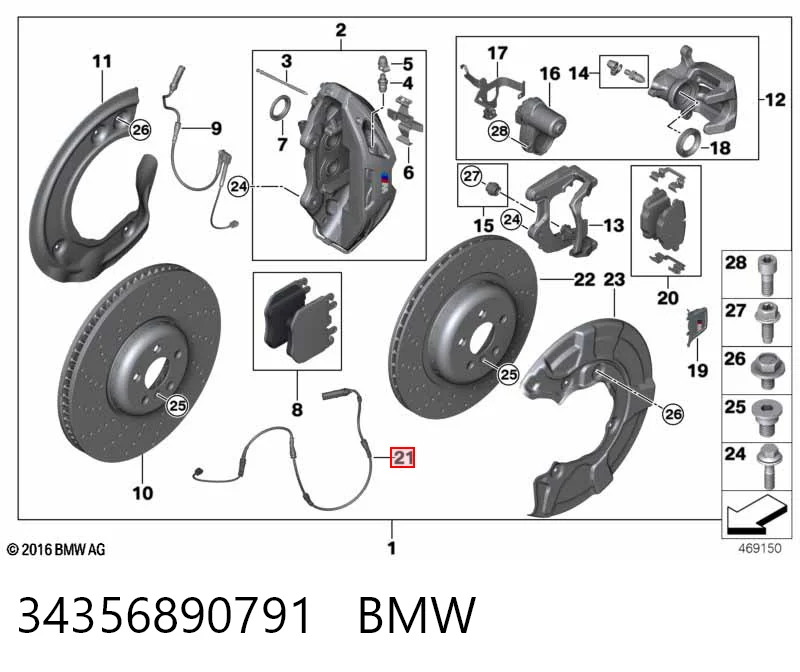 34356890791 BMW Sensor traseiro de desgaste das sapatas do freio