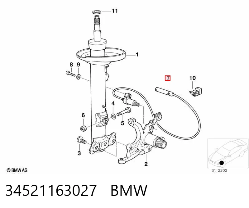 34521163027 BMW Sensor ABS dianteiro direito