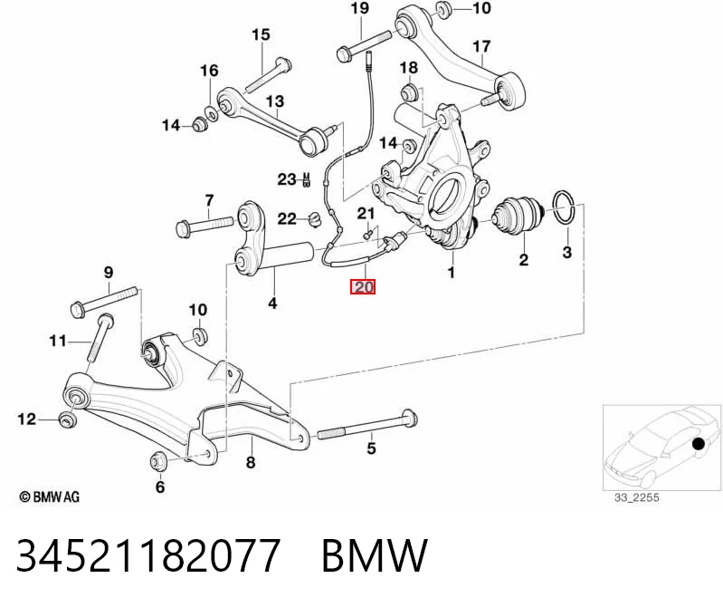 34521182077 BMW Sensor ABS traseiro