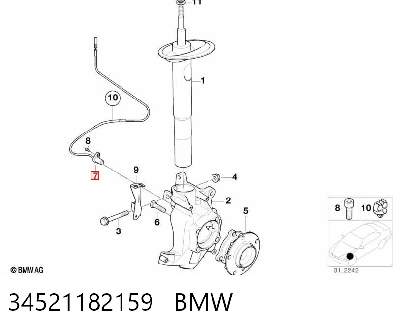 34521182159 BMW Sensor dianteiro de ABS