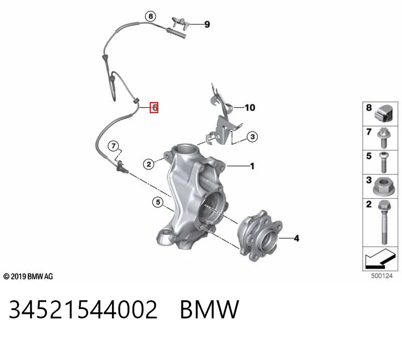 34521544002 BMW Sensor dianteiro de ABS