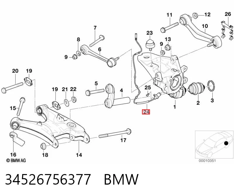 34526756377 BMW Sensor ABS traseiro