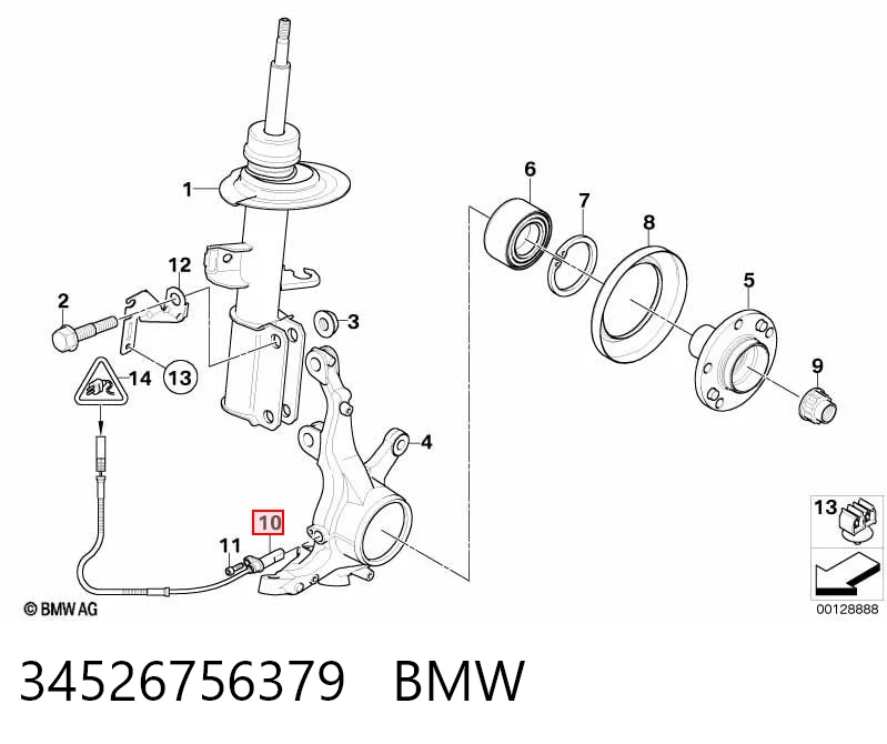 34526756379 BMW Sensor dianteiro de ABS