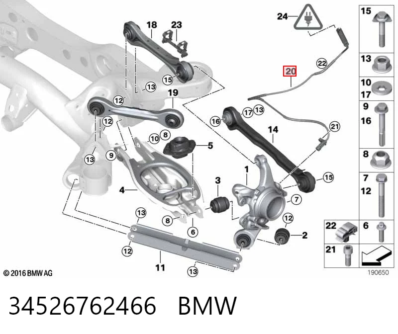 34526762466 BMW Sensor ABS traseiro