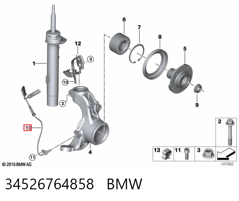 34526764858 BMW Sensor dianteiro de ABS