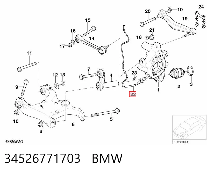 34526771703 BMW Sensor ABS traseiro