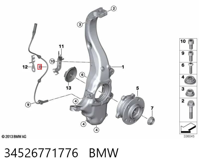 34526771776 BMW Sensor dianteiro de ABS