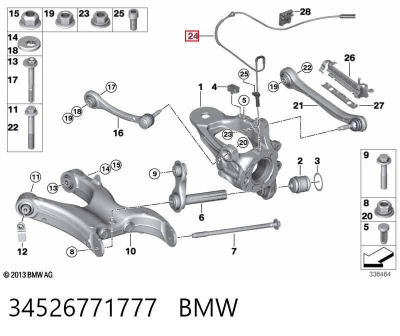 34526771777 BMW Sensor ABS traseiro