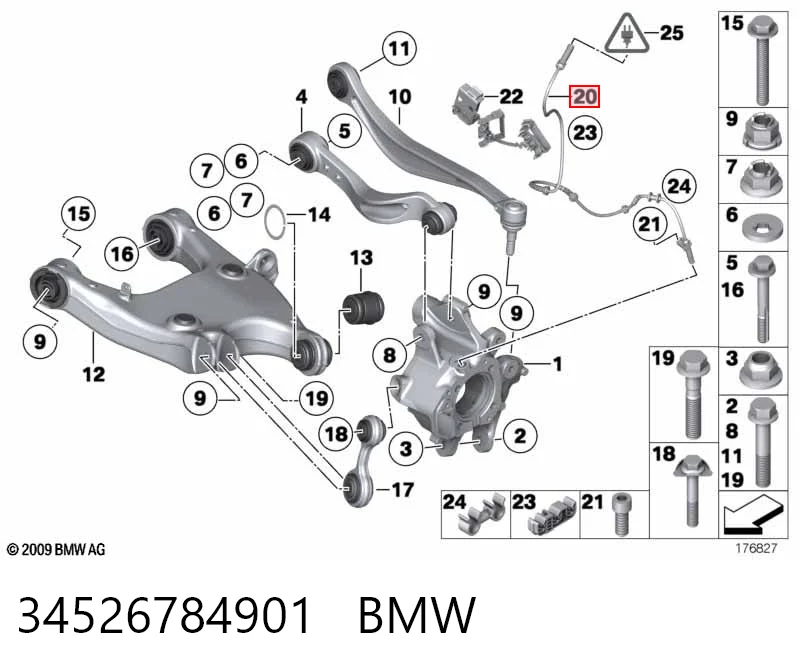 34526784901 BMW Sensor ABS traseiro