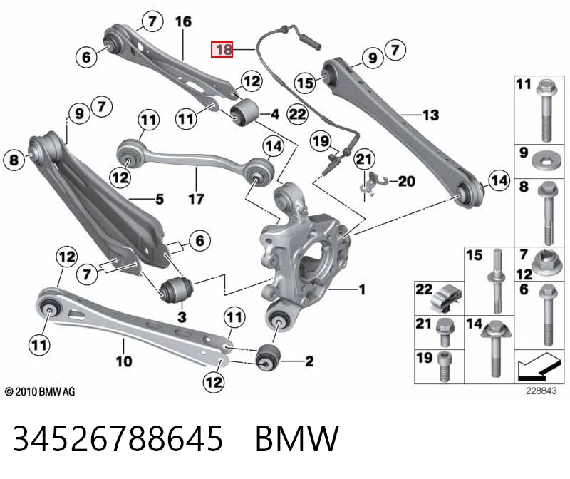 34526788645 BMW Sensor ABS traseiro