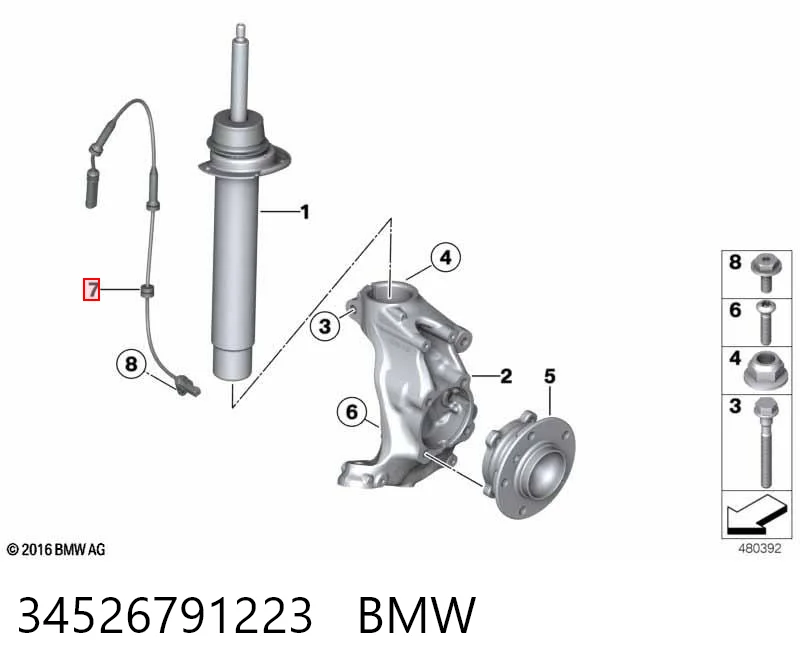 34526791223 BMW Sensor dianteiro de ABS