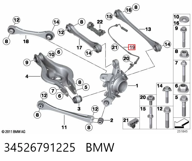 34526791225 BMW Sensor ABS traseiro