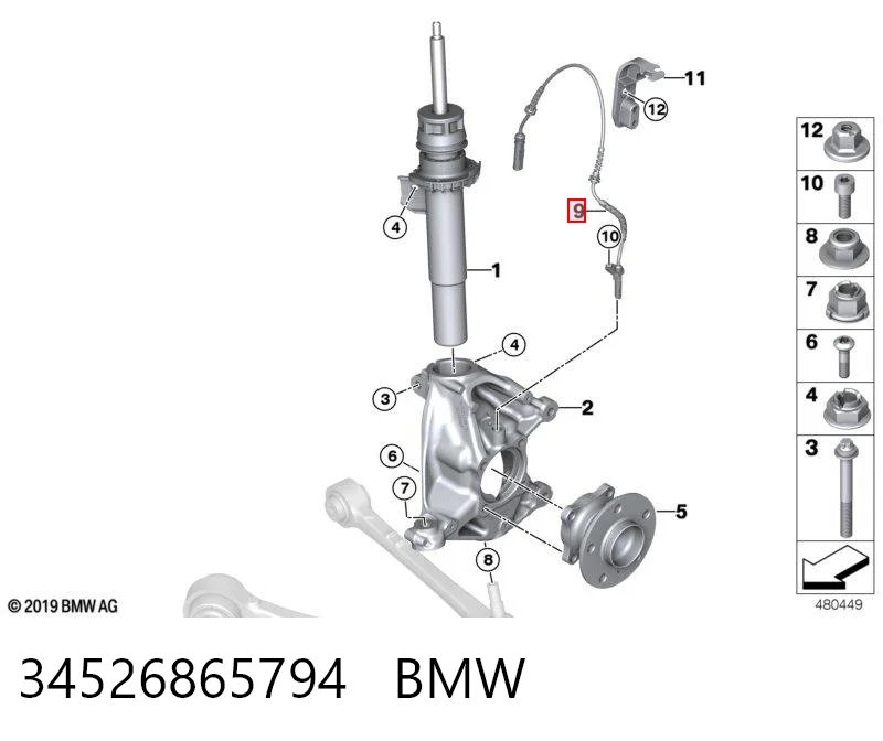 34526865794 BMW Sensor dianteiro de ABS