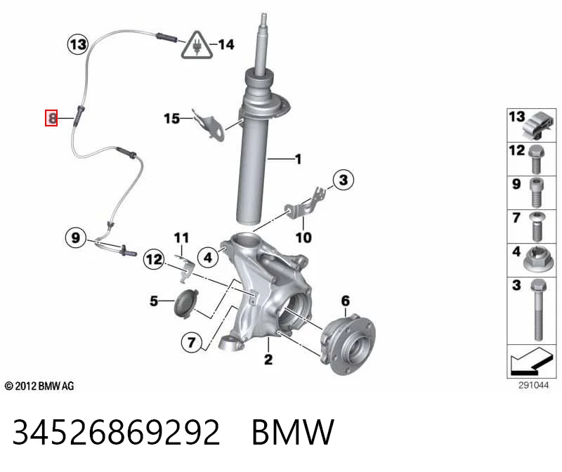 34526869292 BMW Sensor dianteiro de ABS