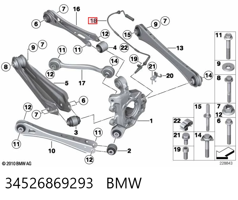 34526869293 BMW Sensor ABS traseiro