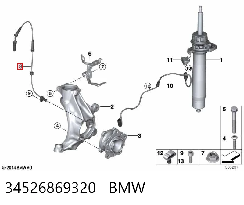 34526869320 BMW Sensor dianteiro de ABS