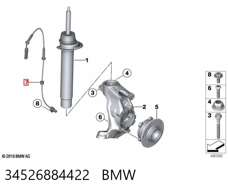 34526884422 BMW Sensor dianteiro de ABS