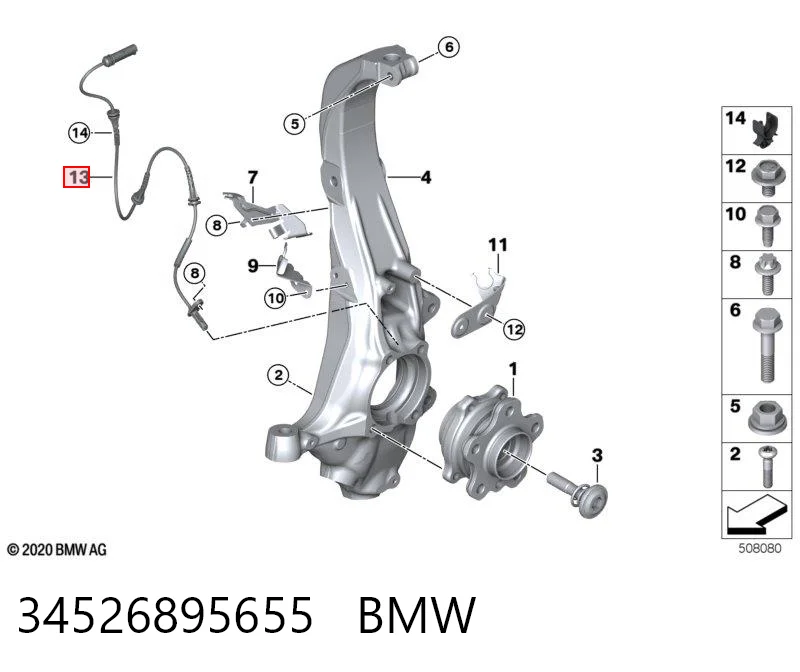 34526895655 BMW Sensor dianteiro de ABS