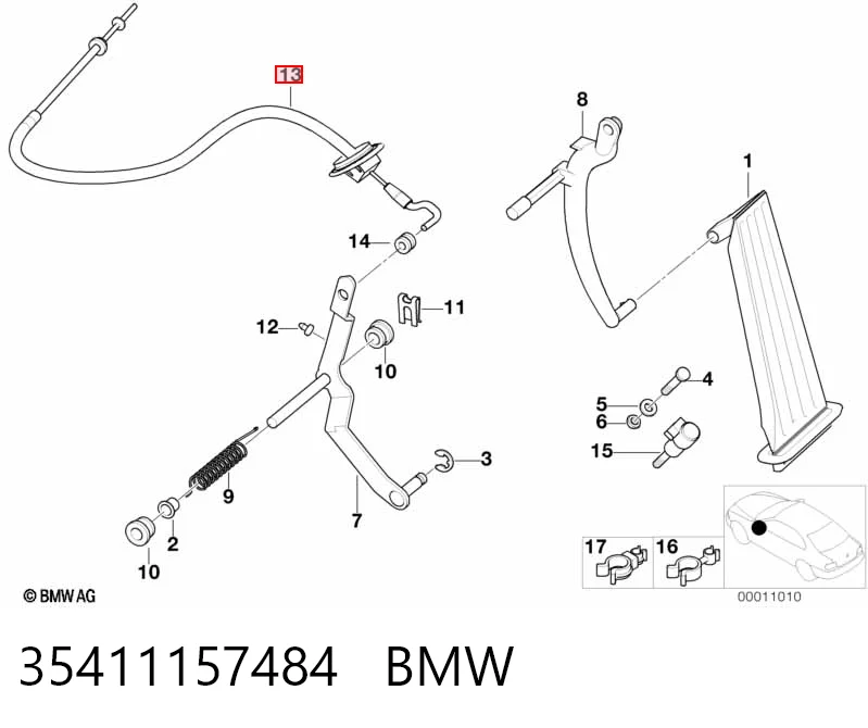 Cabo/pedal de gás (de acelerador) para BMW 3  E36