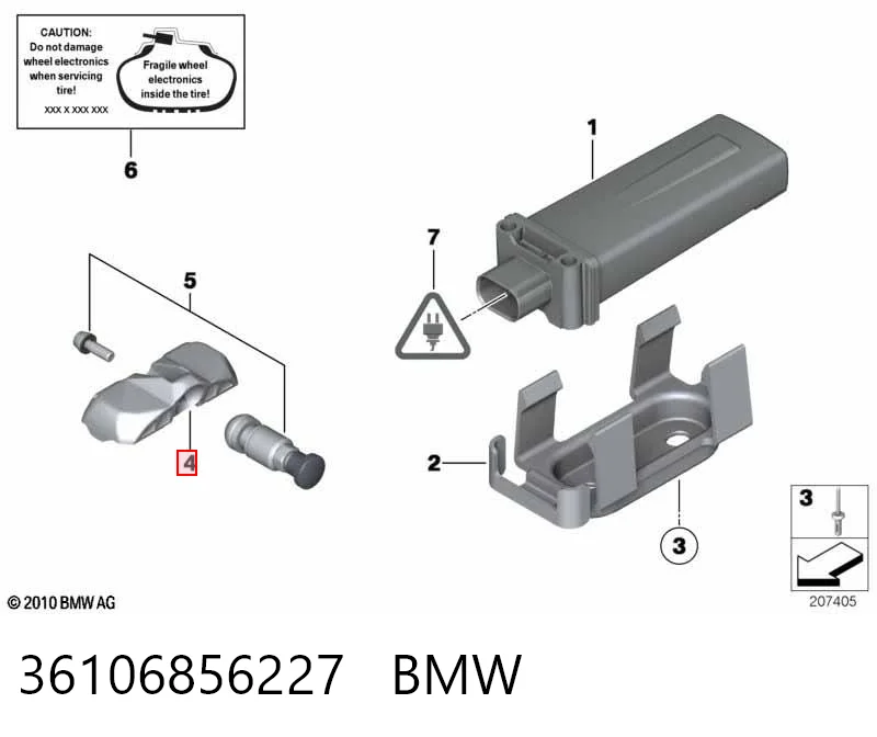 36106856227 BMW Sensor de pressão de ar nos pneus