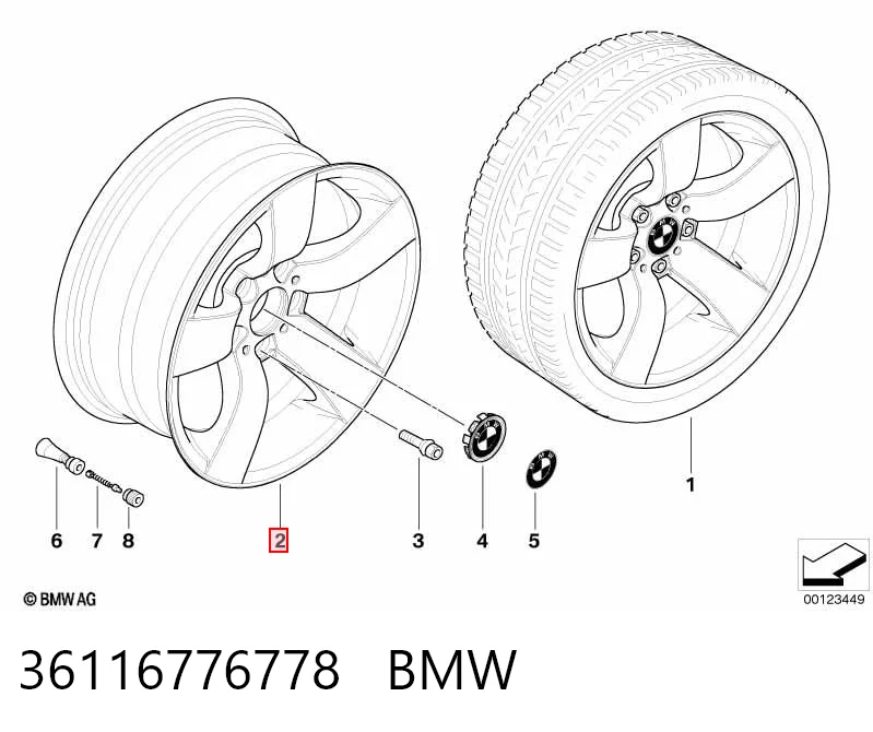 36116776778 BMW Discos de roda de aleação ligeira (de aleação ligeira, de titânio)