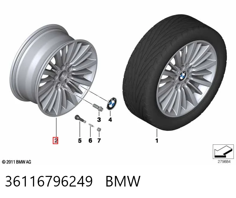 36116796249 BMW Discos de roda de aleação ligeira (de aleação ligeira, de titânio)