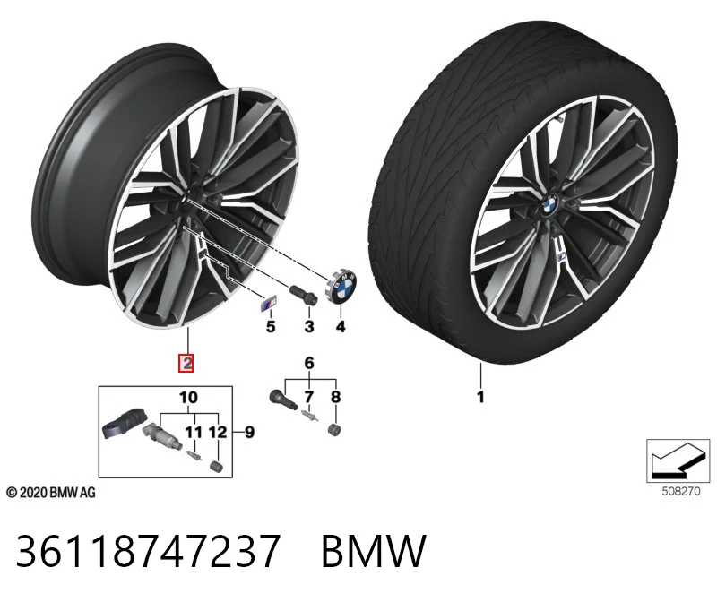 36118747237 BMW Discos de roda de aleação ligeira (de aleação ligeira, de titânio)