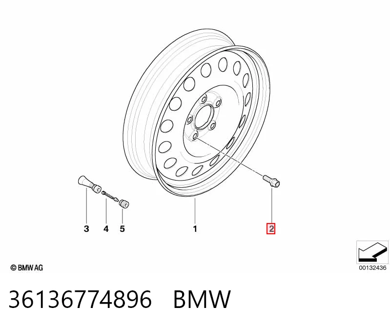 36136774896 BMW Parafuso de roda