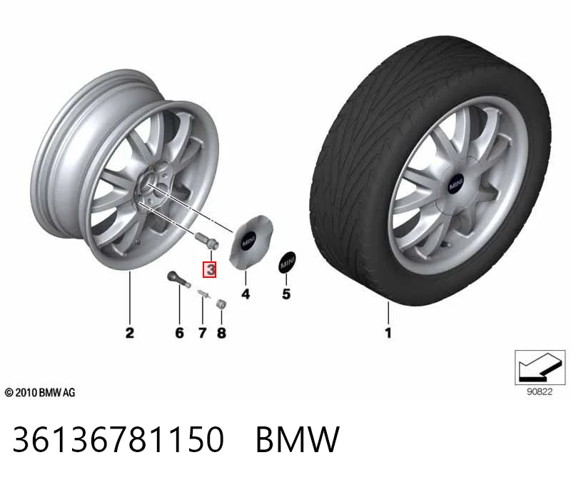 36136781150 BMW Parafuso de roda