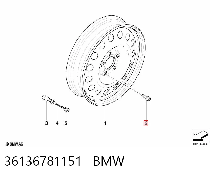 36136781151 BMW Parafuso de roda