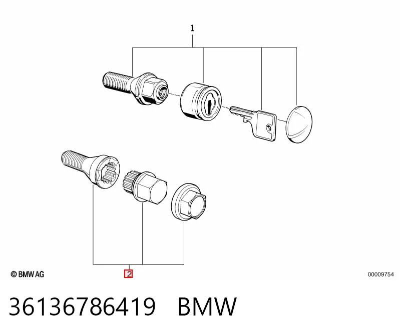 36136786419 BMW Parafuso de roda