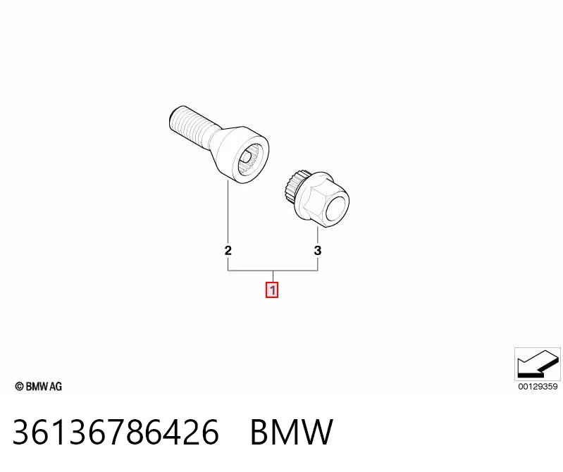 36136786426 BMW Parafuso de roda