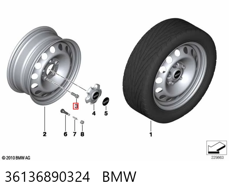 36136890324 BMW Parafuso de roda