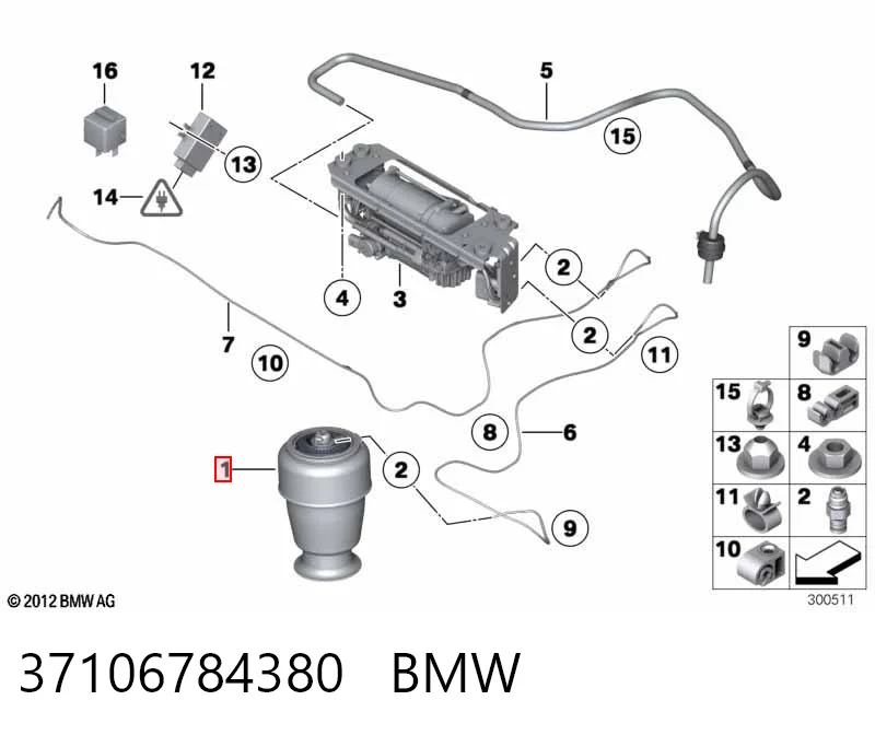 Coxim pneumático (suspensão de lâminas pneumática) do eixo traseiro Amity AP REC10AS0017