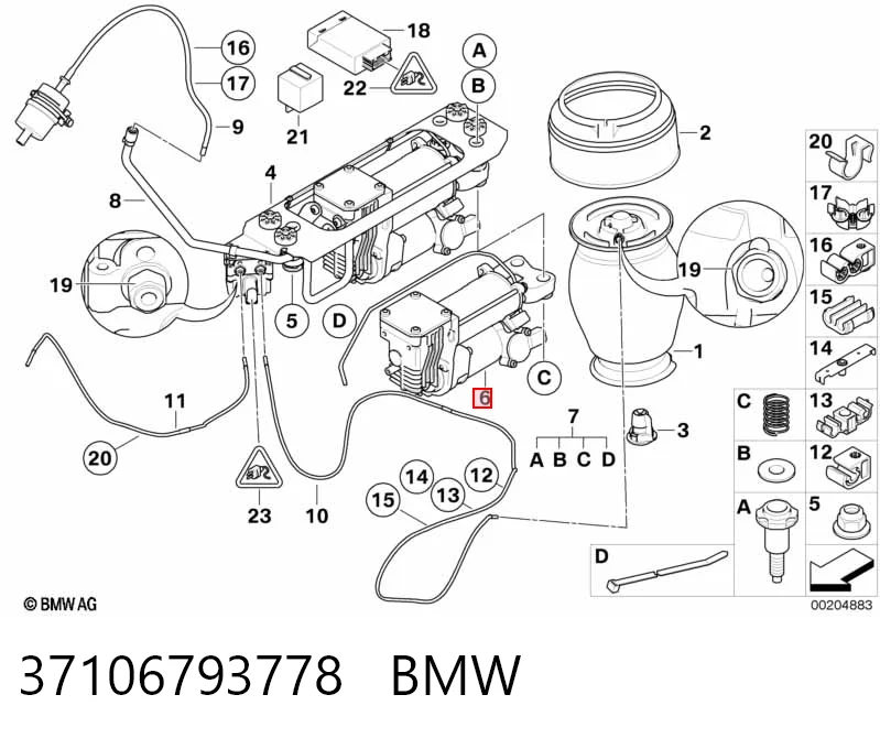 37106793778 BMW Compressor de bombeio pneumático (de amortecedores)