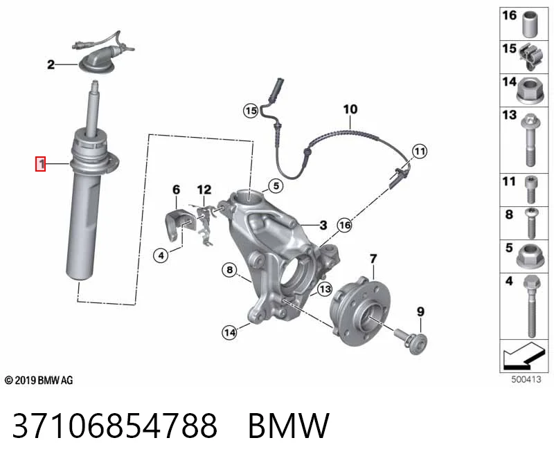 37106854788 BMW Amortecedor dianteiro direito