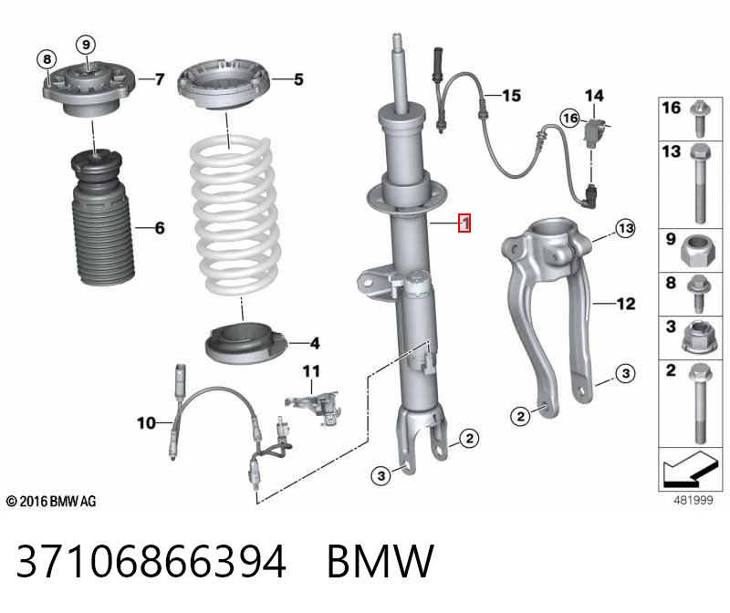 37106866394 BMW Amortecedor dianteiro direito