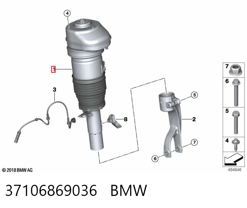 37106869036 BMW Amortecedor dianteiro direito