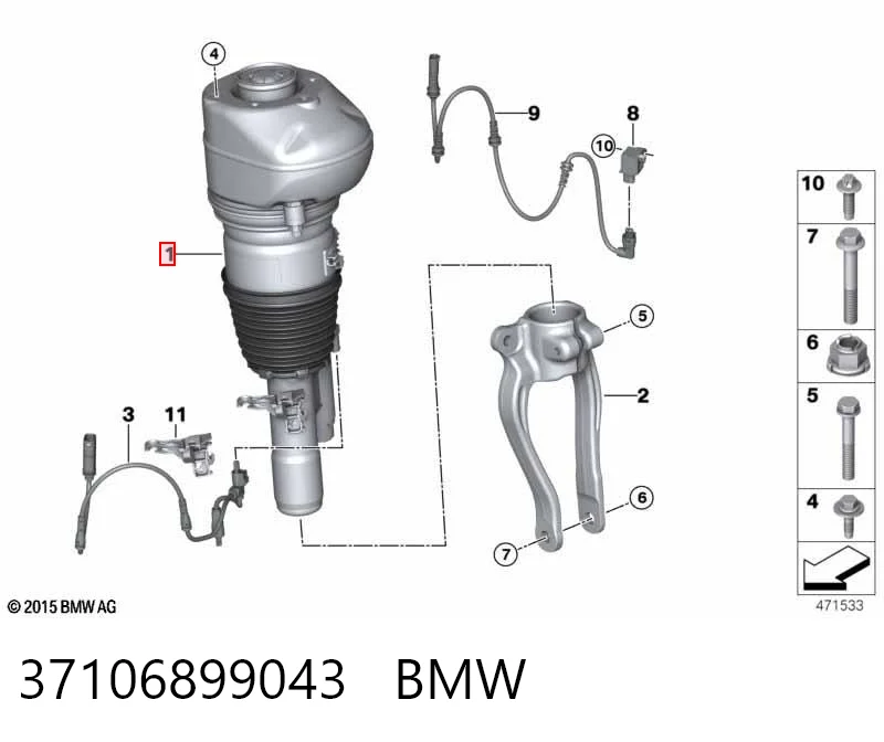 37106899043 BMW Amortecedor dianteiro esquerdo