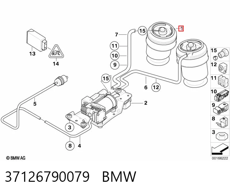 37126790079 BMW Coxim pneumático (suspensão de lâminas pneumática) do eixo traseiro