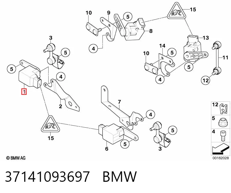 37141093697 BMW Sensor dianteiro direito do nível de posição de carroçaria