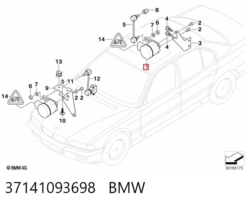 37141093698 BMW Sensor dianteiro do nível de posição de carroçaria