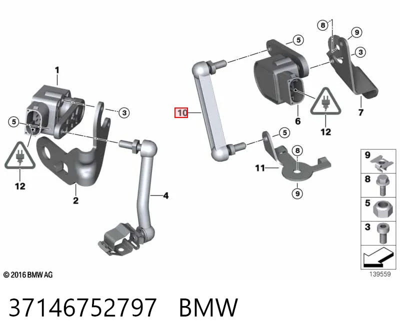 37146752797 BMW Barra traseira de sensor do nível de posição de carroçaria