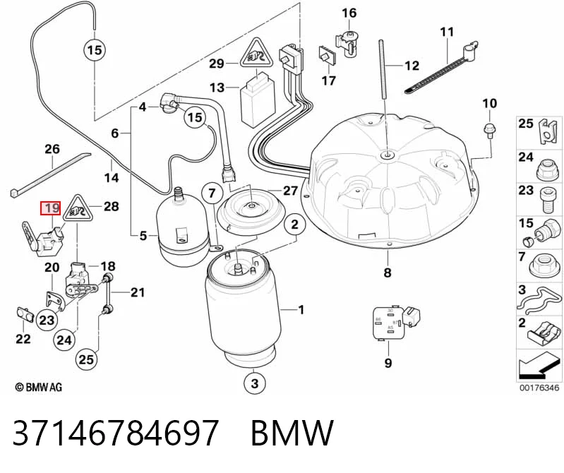 37146784697 BMW Sensor traseiro do nível de posição de carroçaria