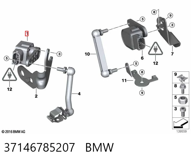 37146785207 BMW Sensor traseiro do nível de posição de carroçaria