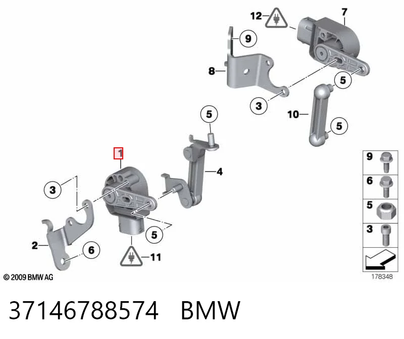 37146788574 BMW Sensor traseiro esquerdo do nível de posição de carroçaria