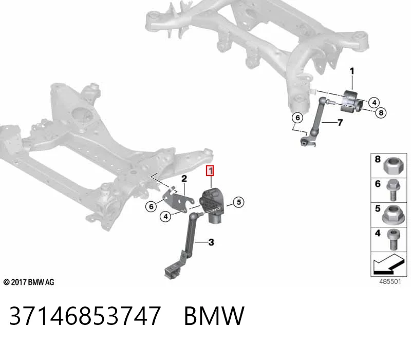 37146853747 BMW Sensor dianteiro do nível de posição de carroçaria