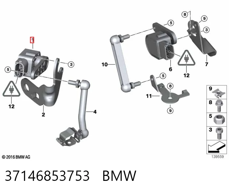 37146853753 BMW Sensor traseiro do nível de posição de carroçaria