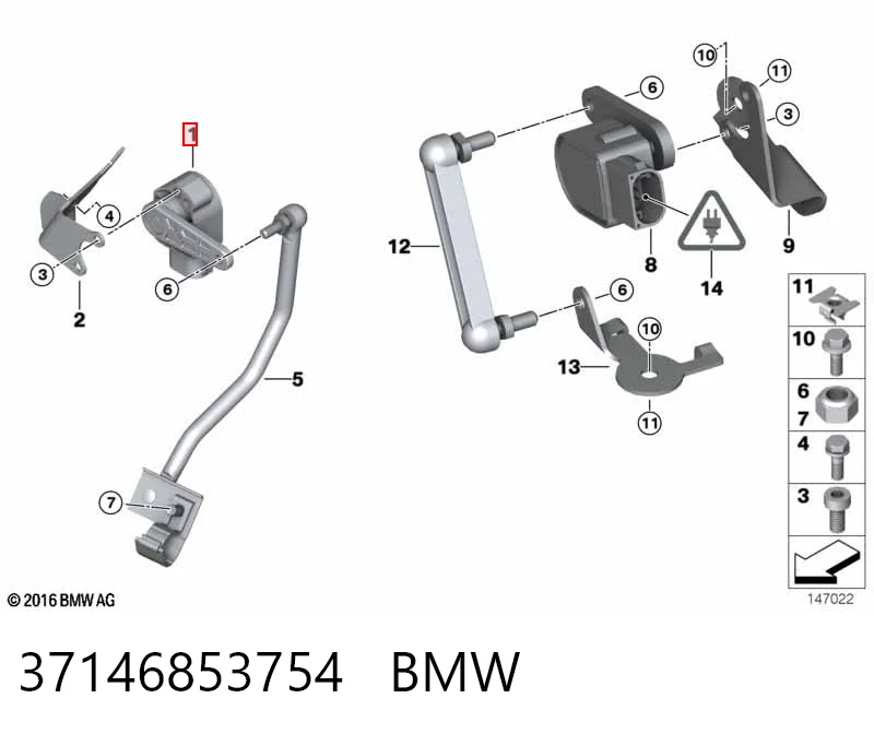 37146853754 BMW Sensor dianteiro do nível de posição de carroçaria
