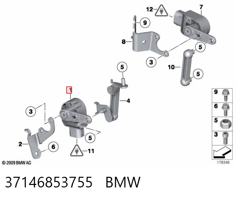37146853755 BMW Sensor traseiro esquerdo do nível de posição de carroçaria
